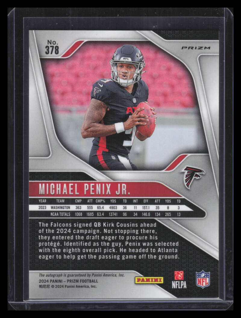 2024 Panini Prizm Autographs Prizms Silver 378 Michael Penix Jr. Rookie Auto 206