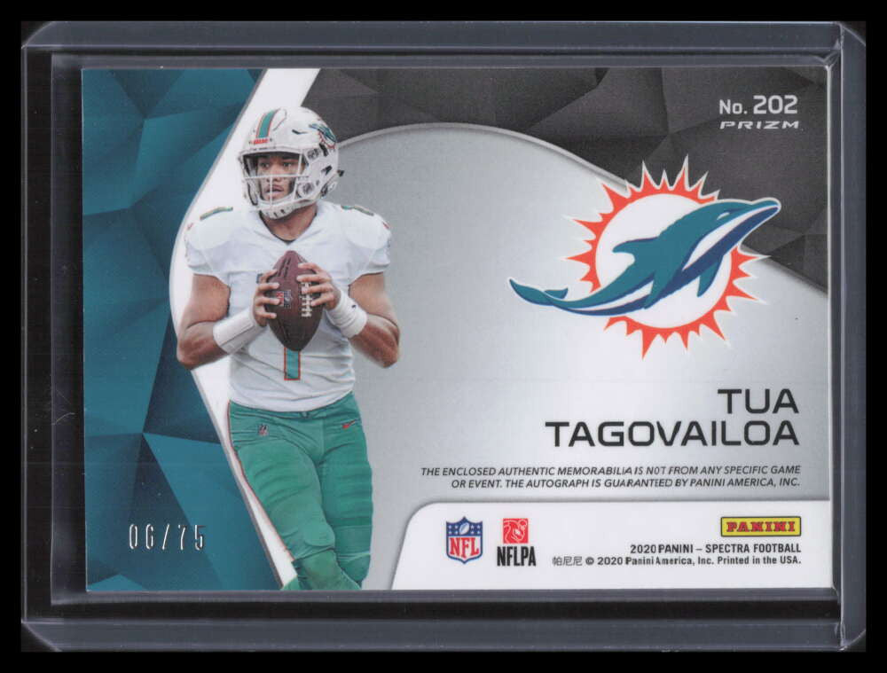 2020 Panini Spectra 202 Tua Tagovailoa Rookie Patch Auto 6/75