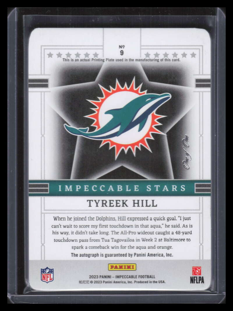 2023 Panini Impeccable Stars Signatures Printing Plate 9 Tyreek Hill Auto 1/1