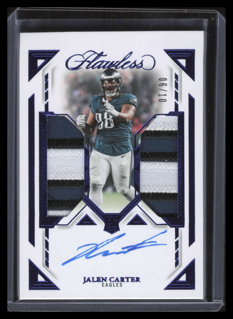 2023 Panini Flawless Autographs Sapphire 14 Jalen Carter RC Dual Patch Auto 6/10
