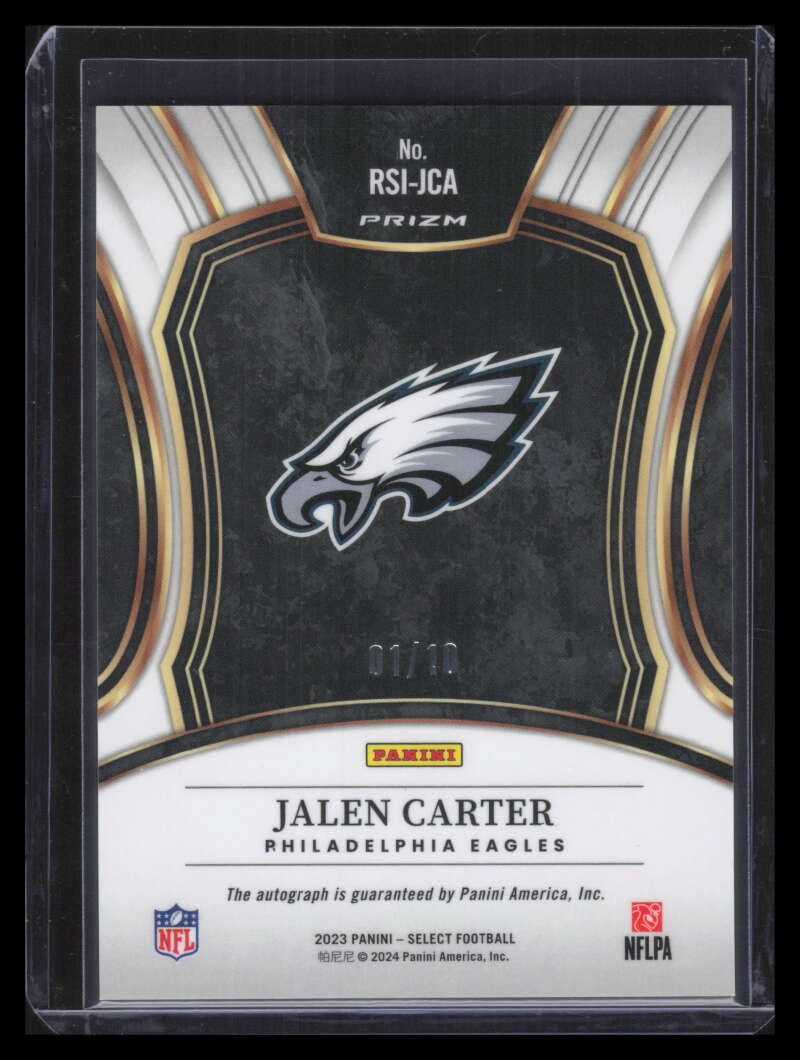 2023 Select Rookie Signatures Prizm Gold Refractor 31 Jalen Carter RC Auto 1/10