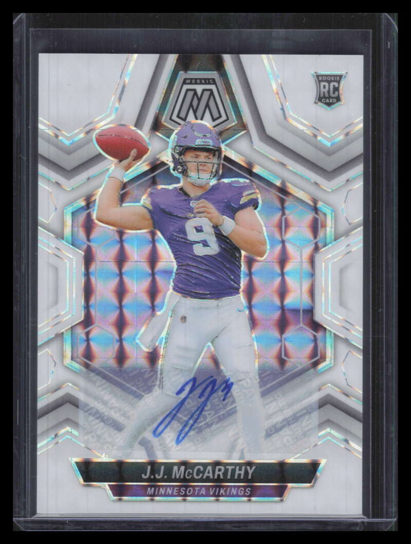 2024 Panini Mosaic Rookie Autographs Mosaic White 310 JJ McCarthy Rookie Auto