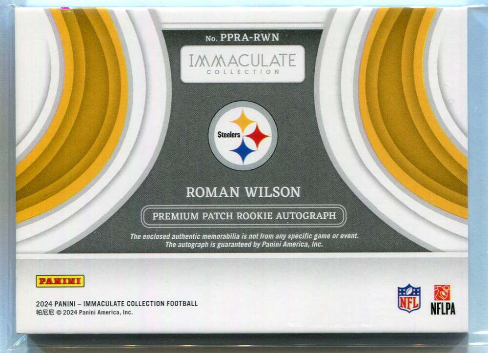 2024 Immaculate Premium Rookie Autographs 21 Roman Wilson RC Patch Auto 1/99
