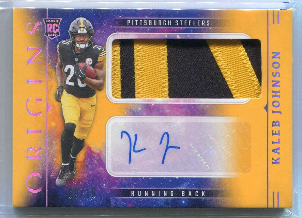 2025 Panini Origins Rookie Autograph Gold Kaleb Johnson RC Jumbo Patch Auto 9/10