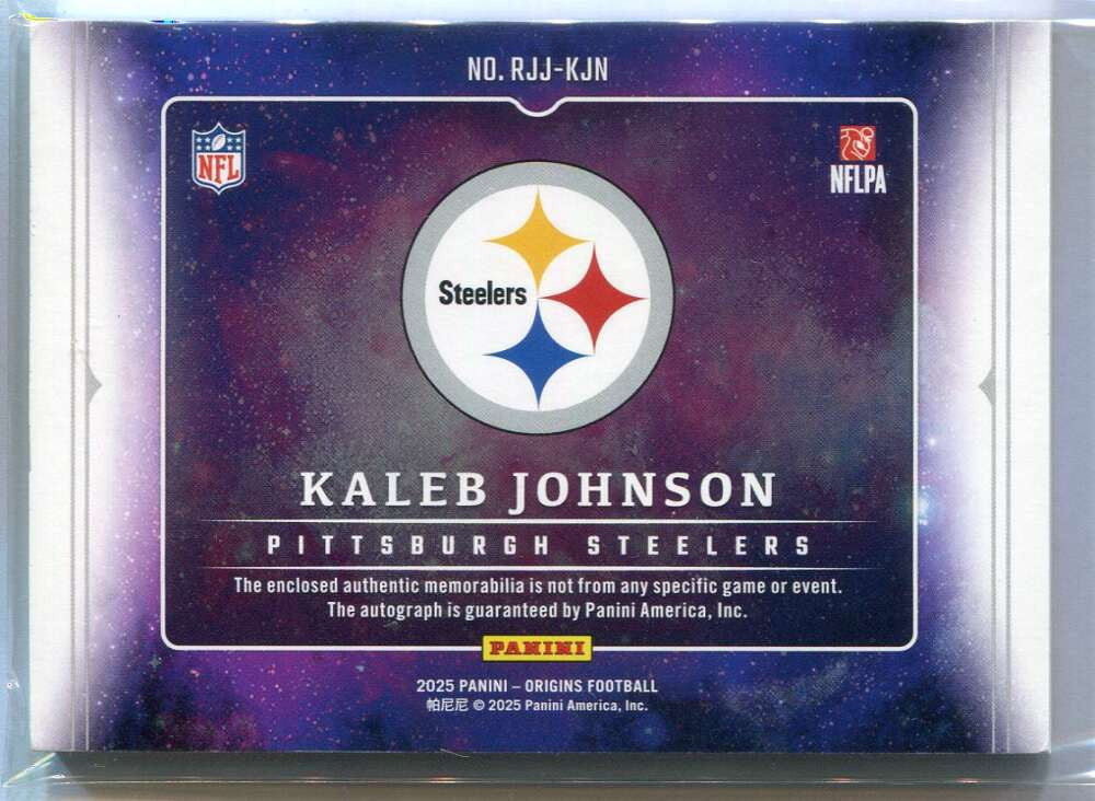 2025 Panini Origins Rookie Autograph Gold Kaleb Johnson RC Jumbo Patch Auto 9/10