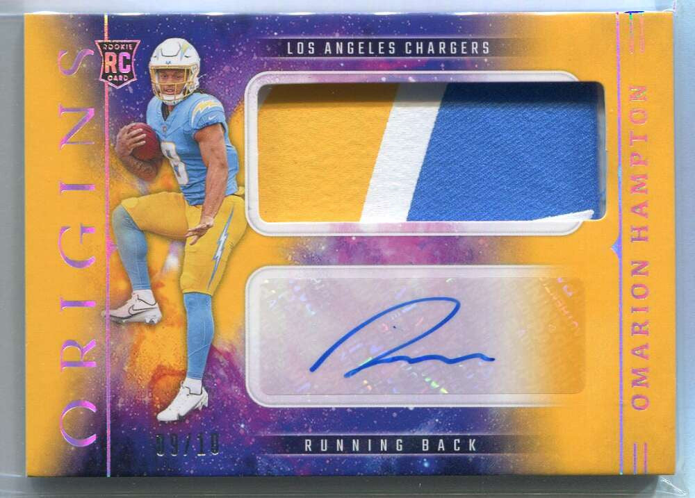2025 Panini Origins Rookie Autographs Gold Omarion Hampton RC Patch Auto 9/10