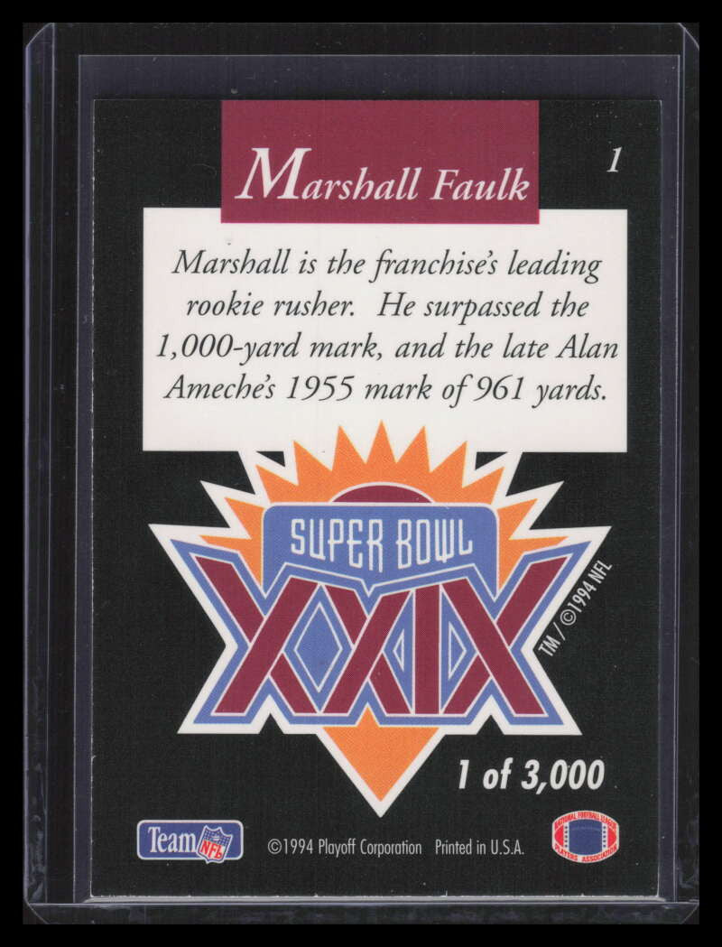 1995 Playoff Super Bowl XXIX Card Show 1 Marshall Faulk /3000 156147