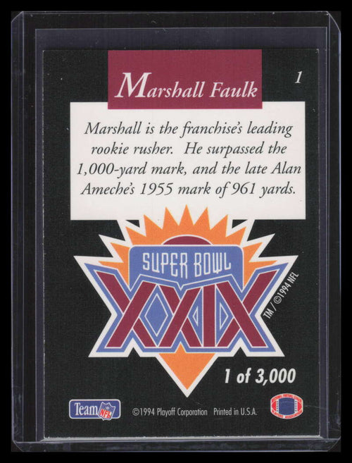 1995 Playoff Super Bowl XXIX Card Show 1 Marshall Faulk /3000 156148