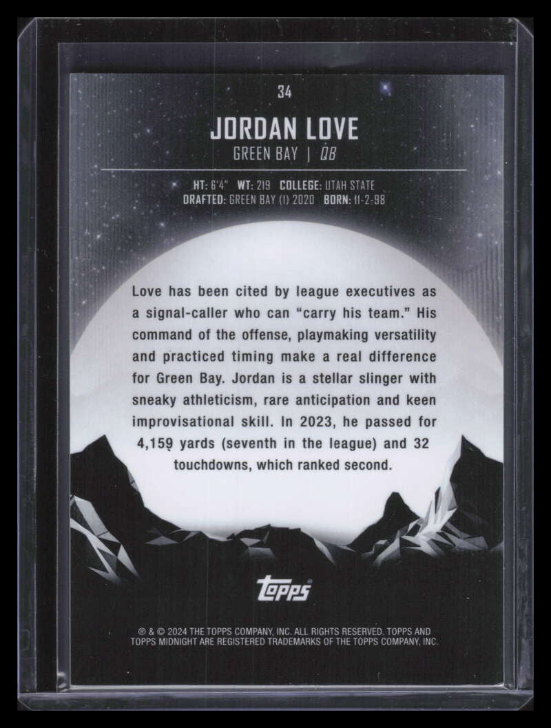 2024 Topps Midnight Winter Solistice 34 Jordan Love 5/35