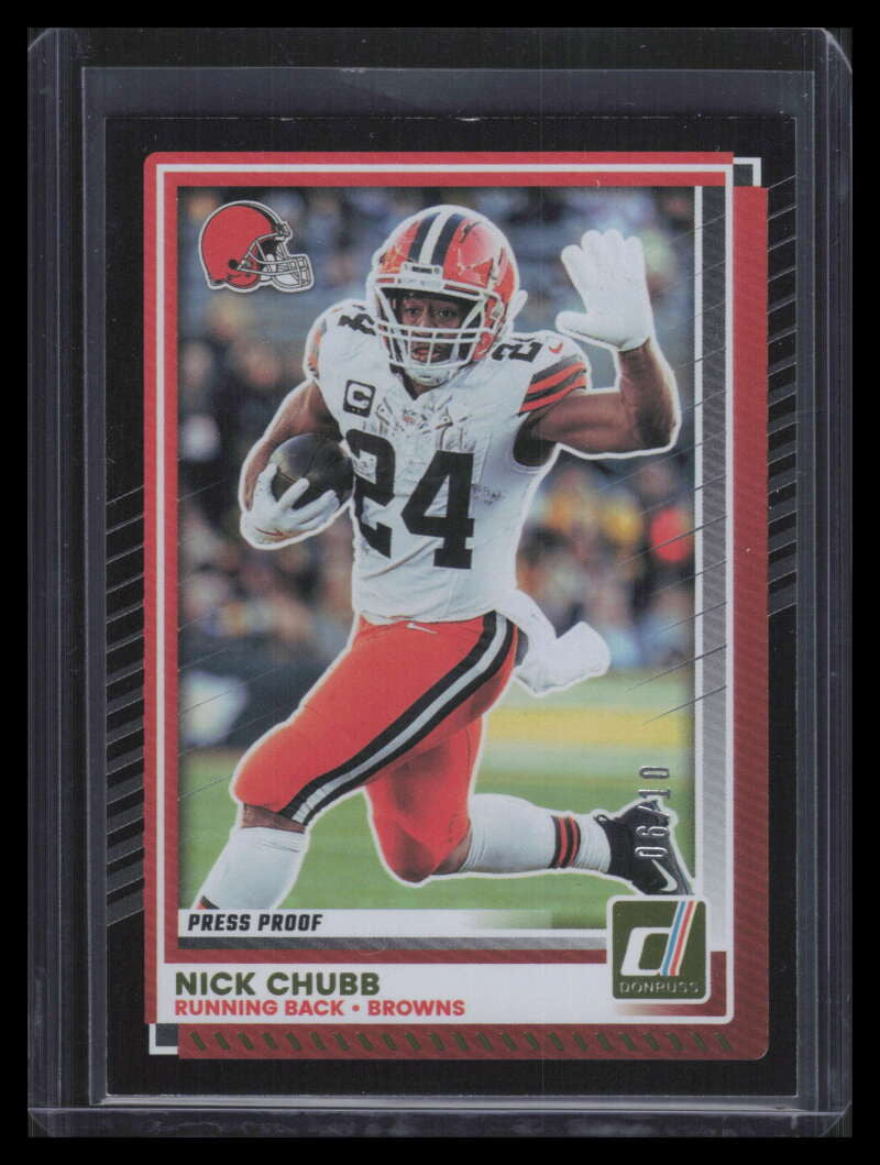 SOLD 173896 2025 Donruss Press Proof Black 258 Nick Chubb 6/10
