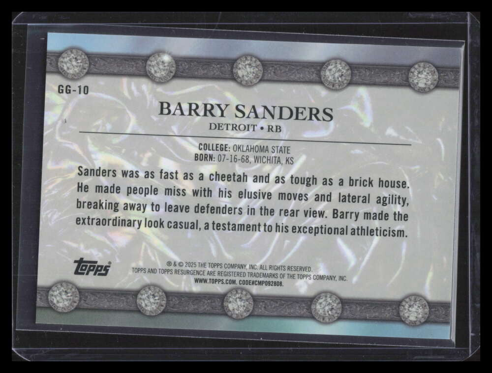 DELETE 173899 2024 Topps Resurgence Glimmer and Gleam Gold Power Surge Barry Sanders 15/50