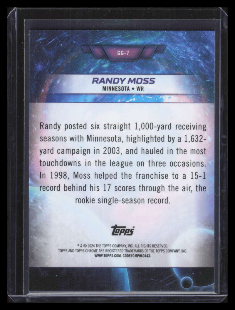 SOLD 173900 2024 Topps Cosmic Chrome Galaxy Great Gold Interstellar Refractor Randy Moss /50