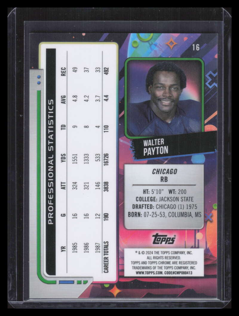 2024 Topps Cosmic Chrome Gold Interstellar Refractor 16 Walter Payton 35/50