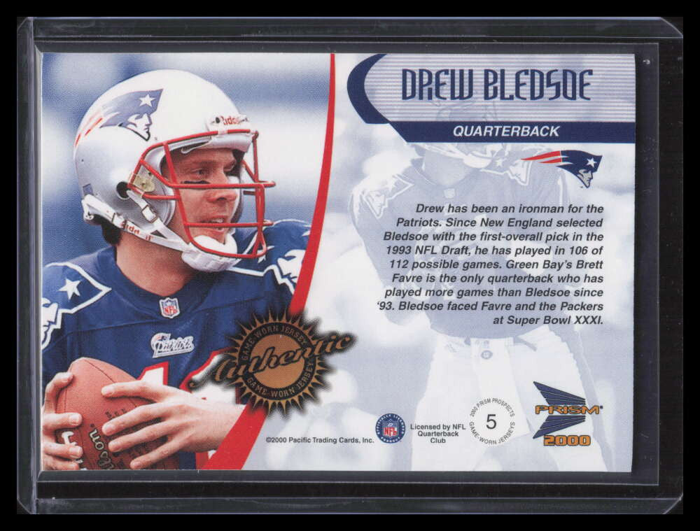 2000 Pacific Prism Prospects Game Worn Jerseys 5 Drew Bledsoe Jersey