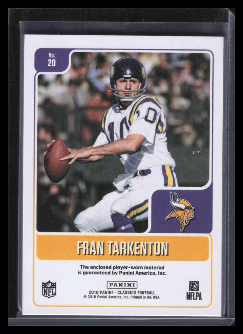 SOLD 173947 2018 Classics Classic Materials Prime 20 Fran Tarkenton Patch 9/15