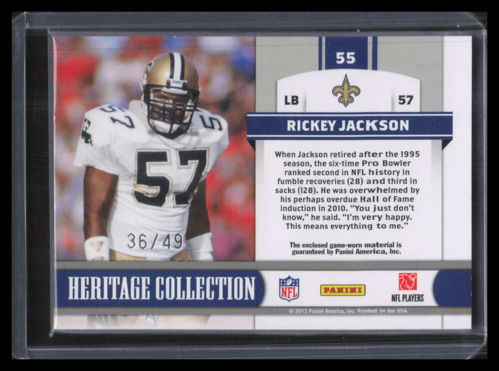 2011 Totally Certified Heritage Collection Prime 55 Rickey Jackson Patch 36/49