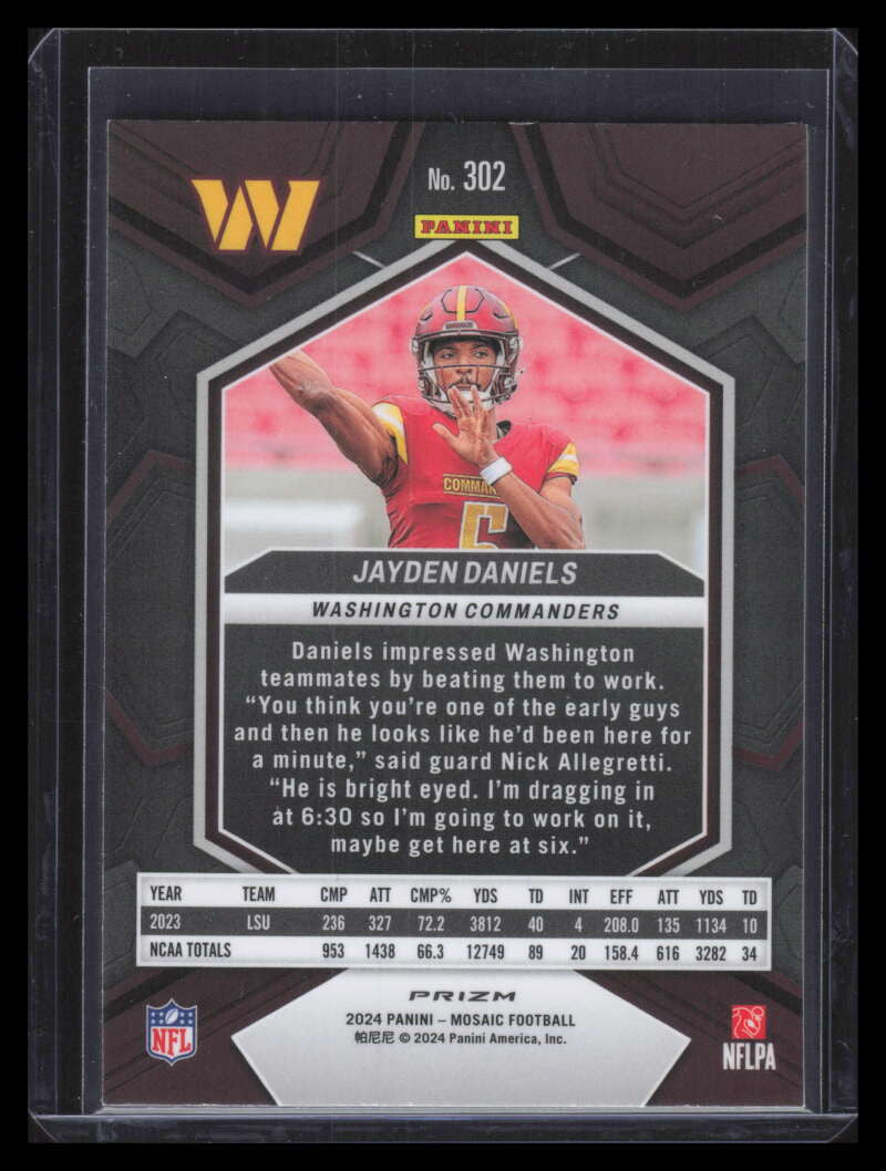 2024 Panini Mosaic Mosaic Silver Refractor 302 Jayden Daniels Rookie ID: 173965