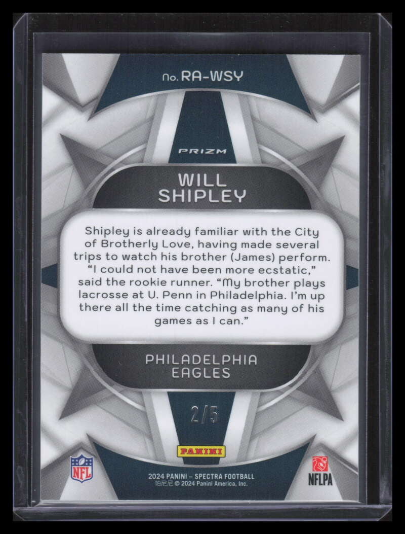 2024 Panini Spectra Rookie Aura Psychedelic 24 Will Shipley Rookie 2/5