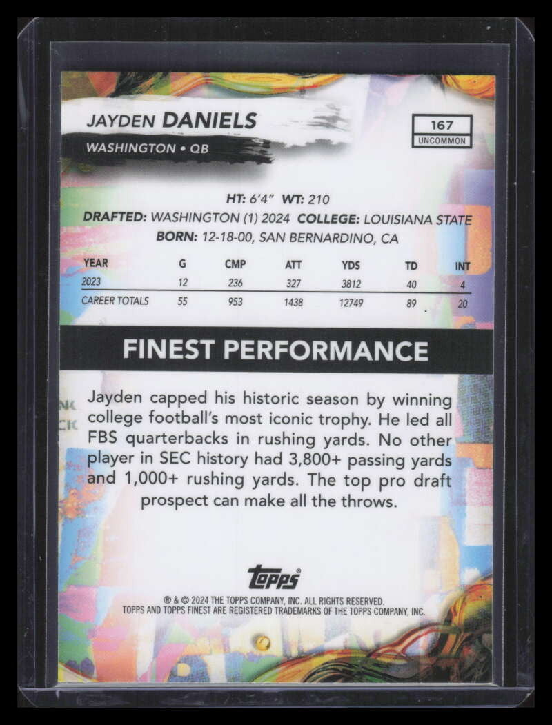 2024 Finest Purple Refractor 167 Jayden Daniels Rookie 150/200 Uncommon
