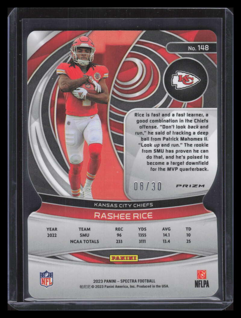 2023 Panini Spectra Neon Green Die Cut 148 Rashee Rice Rookie 8/30