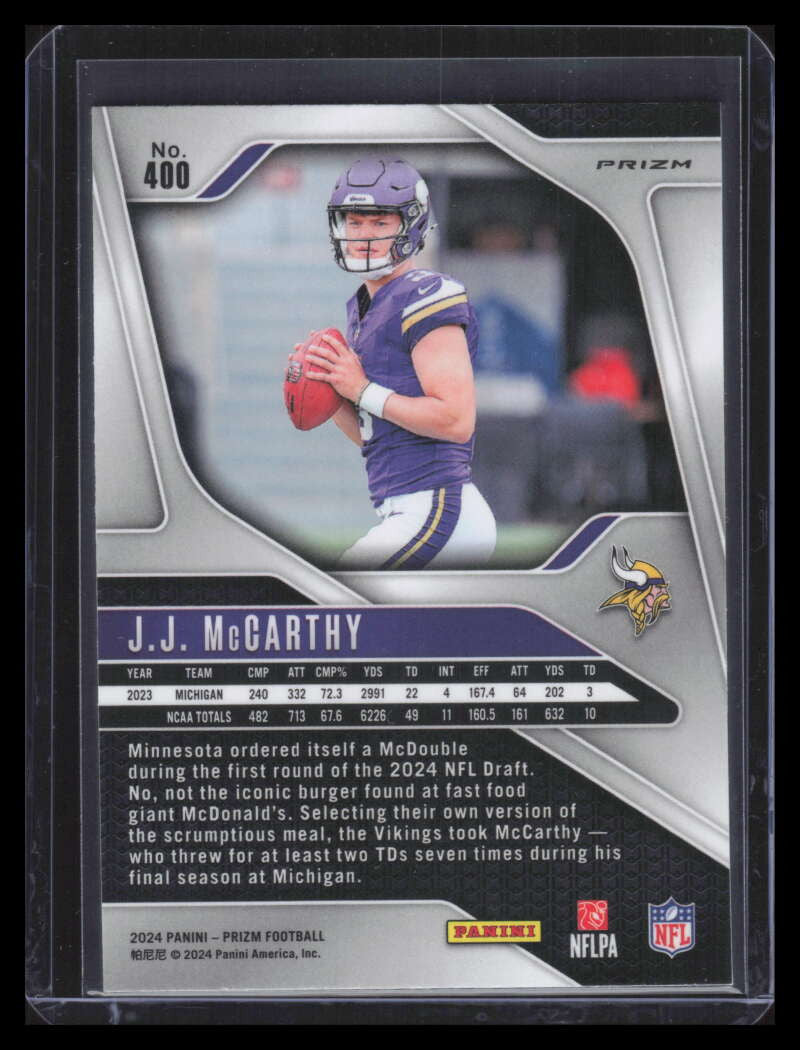 2024 Panini Prizm Prizms Silver Refractor 400 JJ McCarthy Rookie
