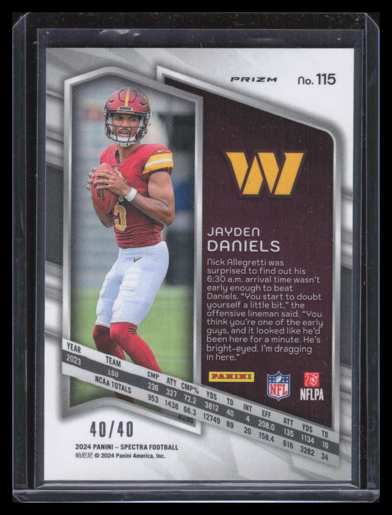 2024 Panini Spectra Astral 115 Jayden Daniels Rookie 40/40