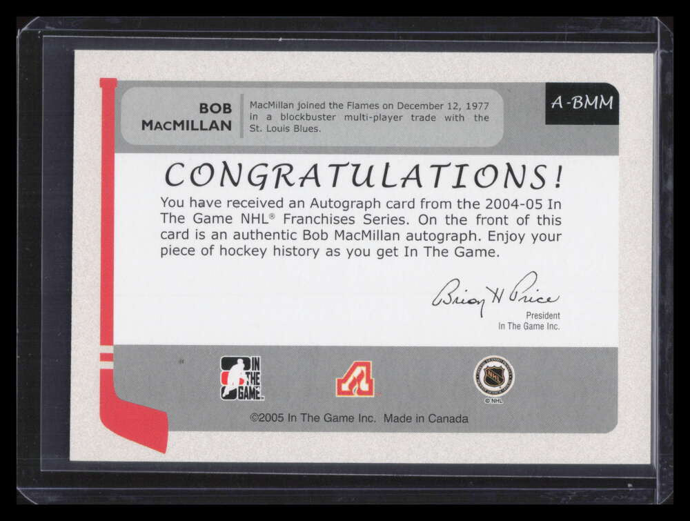 2004-05 ITG Franchises US East Autographs ABMM Bob MacMillan Auto