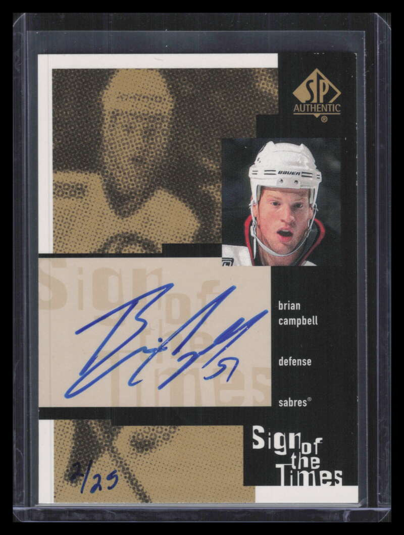 1999-00 SP Authentic Sign of the Times Gold BC Brian Campbell Rookie Auto 2/25