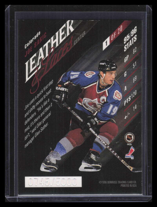 1996-97 Leaf Leather and Laces 1 Joe Sakic 745/5000