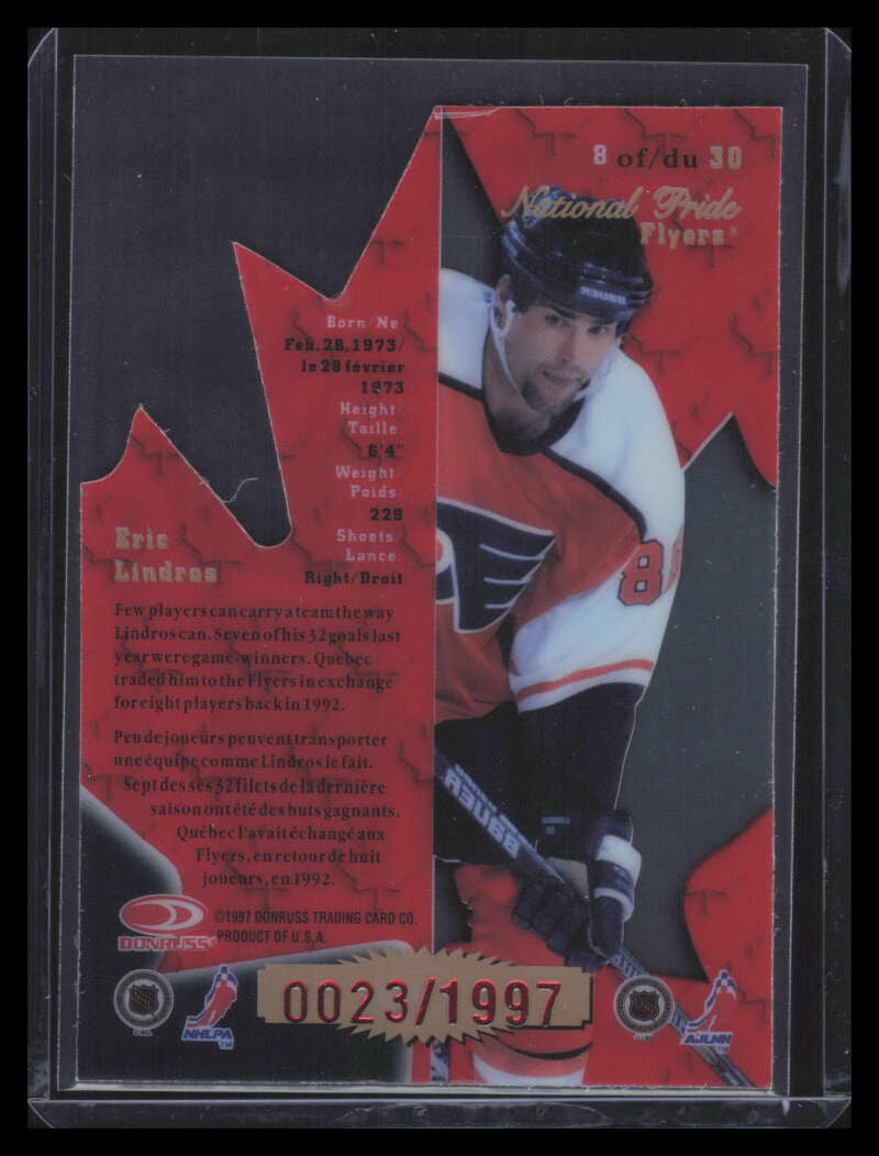 1997-98 Donruss Canadian Ice National Pride 8 Eric Lindros 23/1997