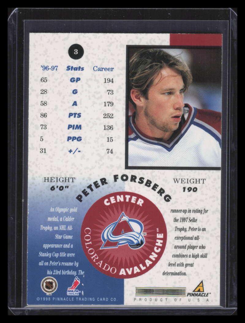 1997-98 Pinnacle Mint Gold Team 3 Peter Forsberg