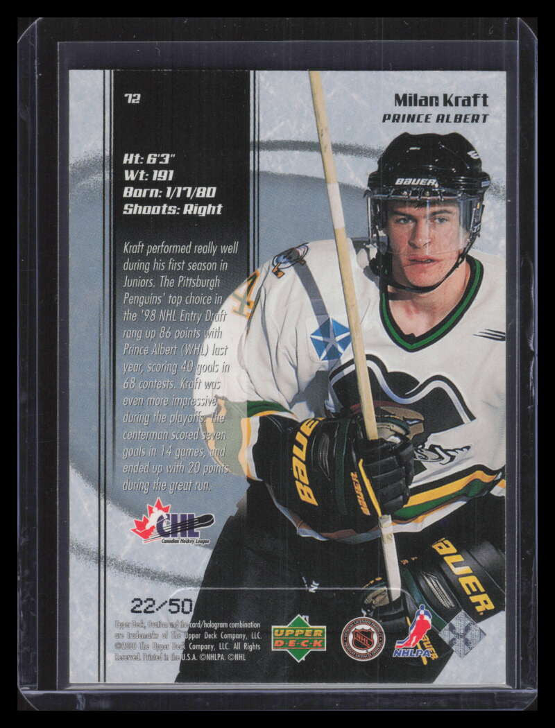 1999-00 Upper Deck Ovation Standing Ovation 72 Milan Kraft PP Rookie 22/50