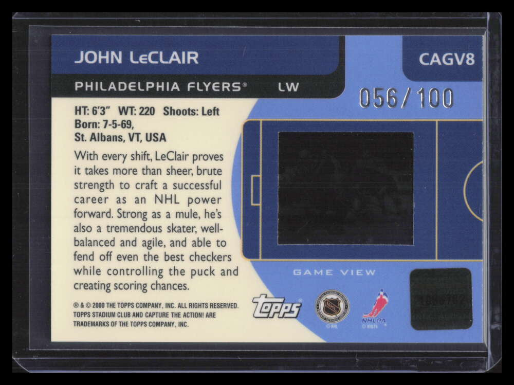 2000-01 Stadium Club Capture the Action Game View 8 John LeClair 56/100
