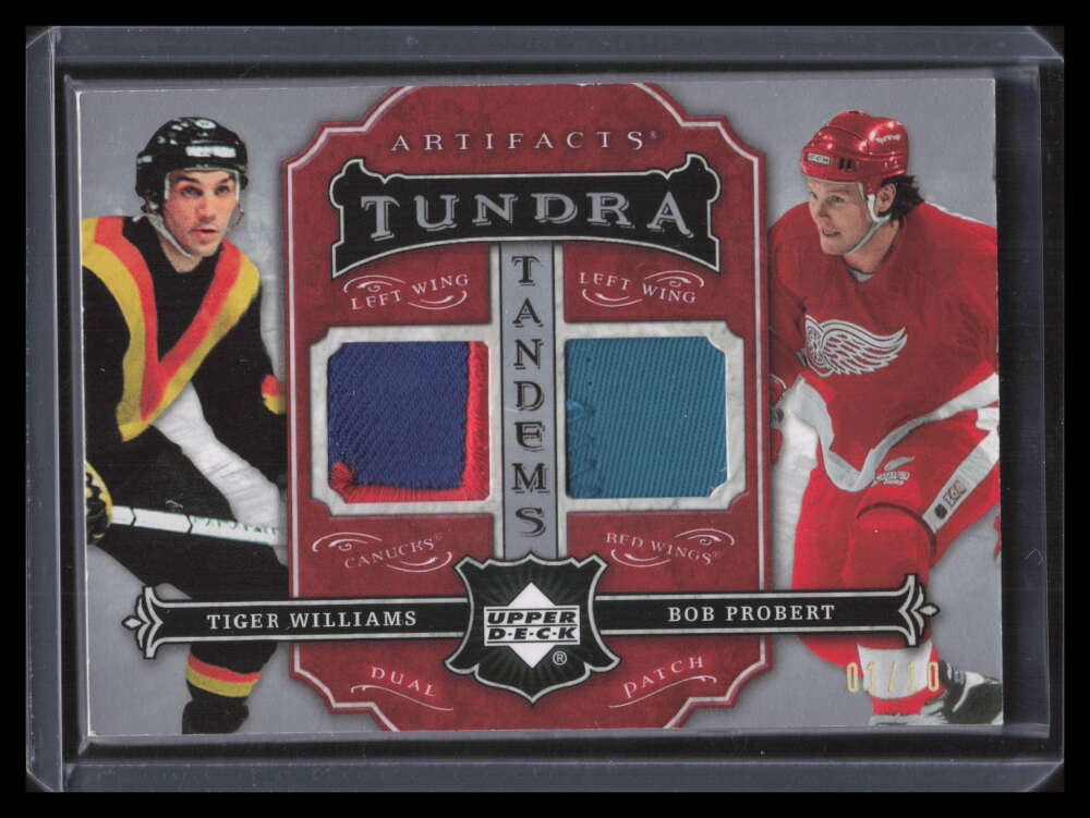 2007-08 Artifacts Tundra Tandems Red TTWP Tiger Williams Probert Dual Patch 1/10