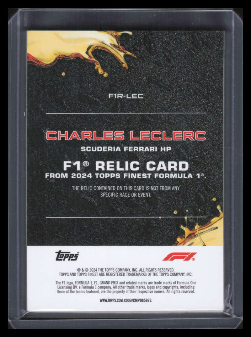 2024 Finest Formula 1 f1 Relics Black Refractor f1rlec Charles Leclerc Patch /10
