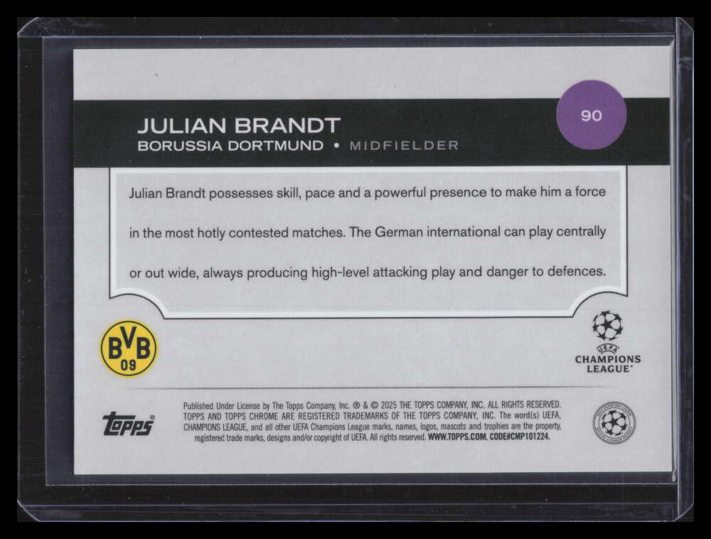 2024-25 Topps Chrome Club Competitions Orange Refractor 90 Julian Brandt 17/25