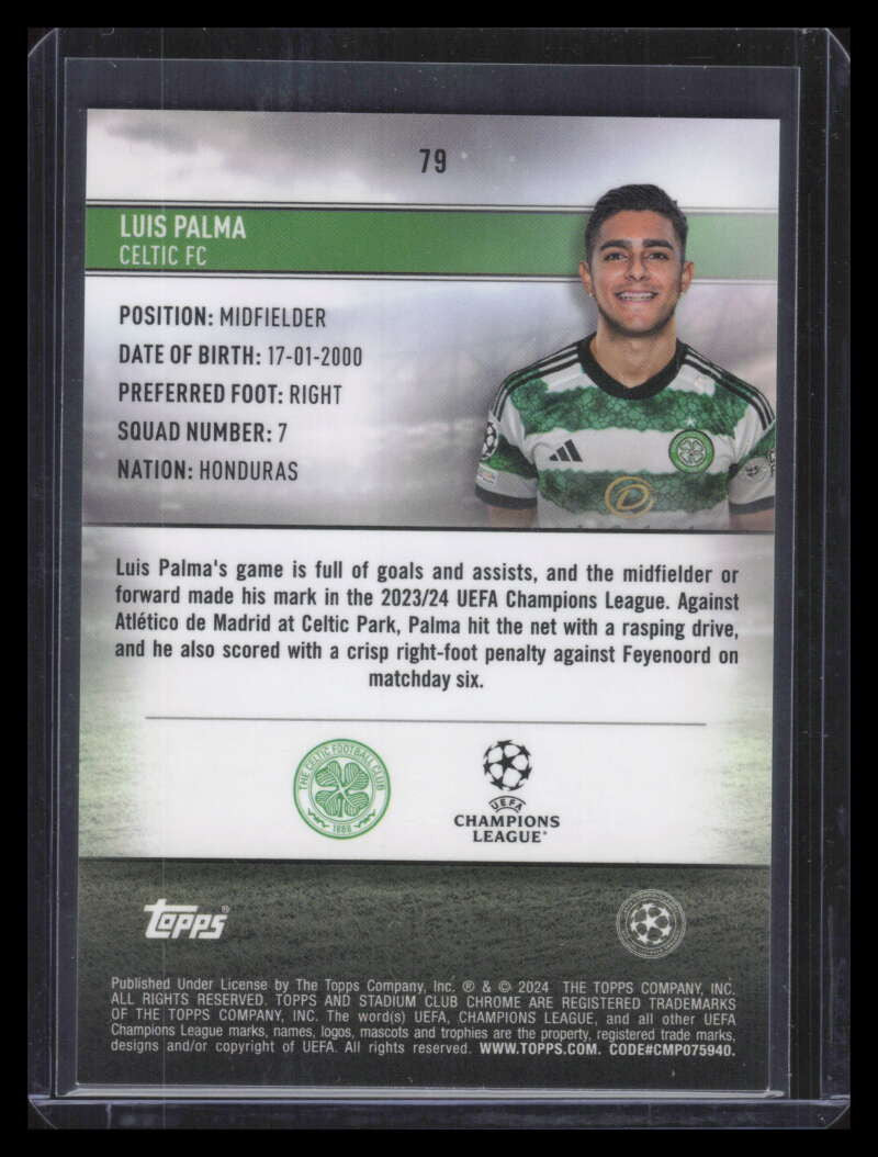 2023-24 Stadium Club Chrome Red Orange Electric Charge Refractor Luis Palma RC 4