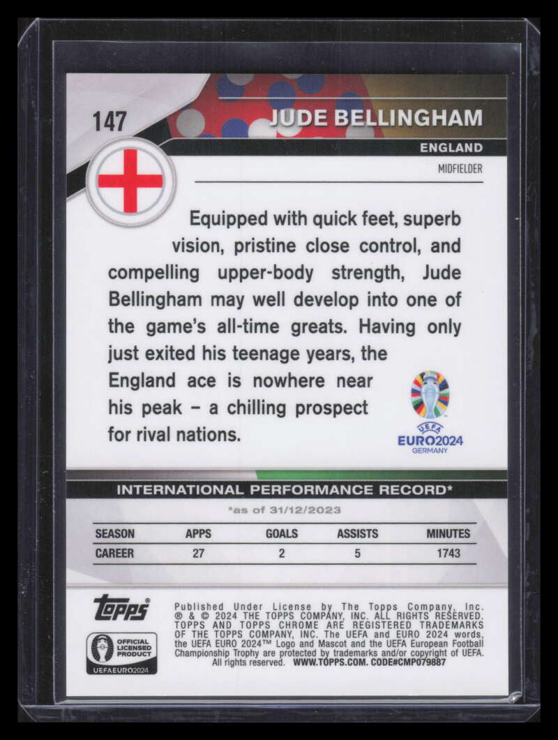2024 Topps Chrome UEFA Euro XI Refractor 147 Jude Bellingham 9/11 IX/XI
