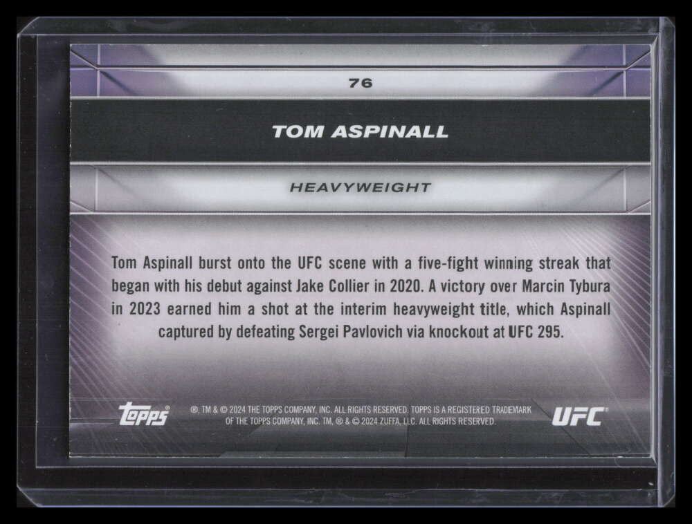 2024 Topps UFC Knockout Platinum 76 Tom Aspinall 1/1
