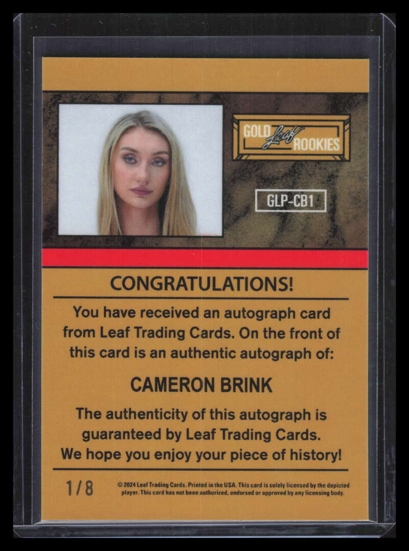 2024 Leaf Collective Gold Prospects Crystal Orange Cameron Brink RC Auto 1/8