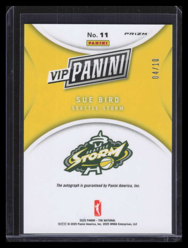 2025 Panini National Convention VIP Packs Autographs Nebula Sue Bird Auto 4/10