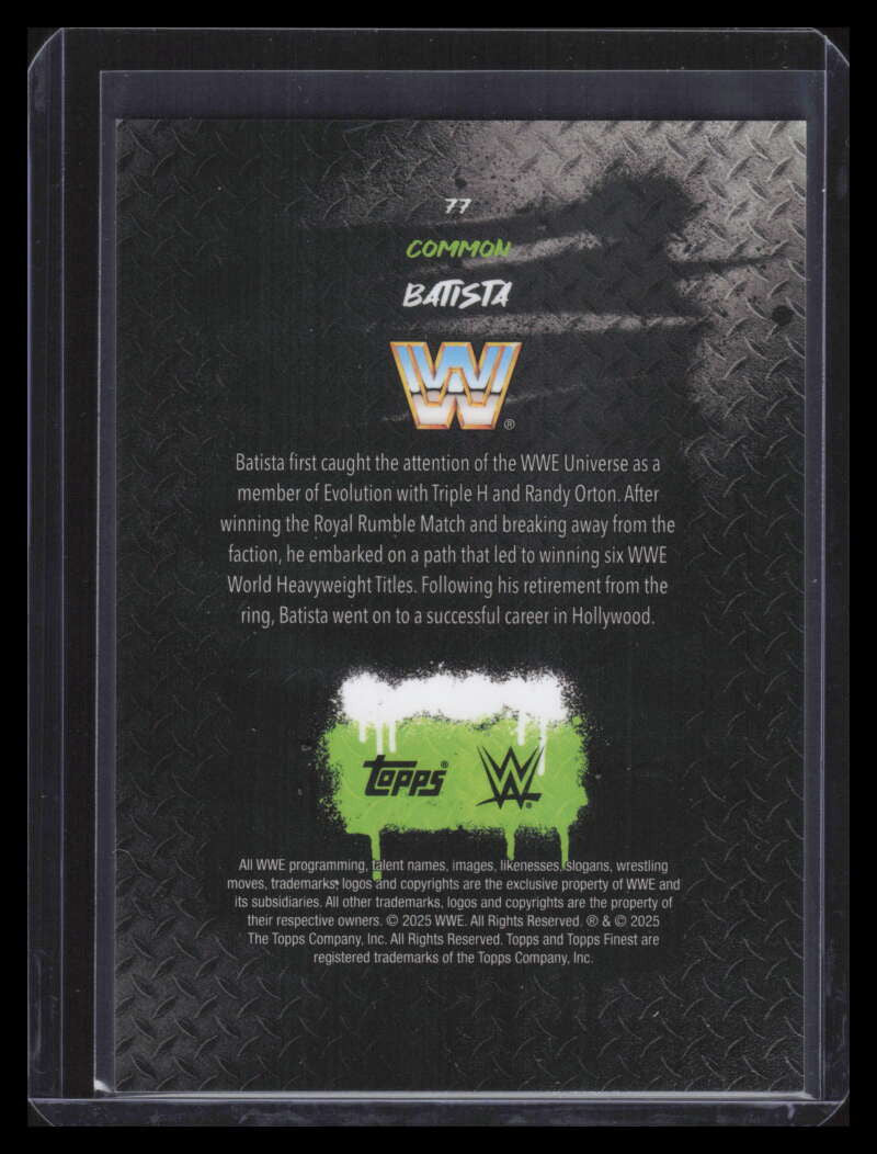 2025 Finest WWE Black Refractor 77 Batista C 33/50 Common