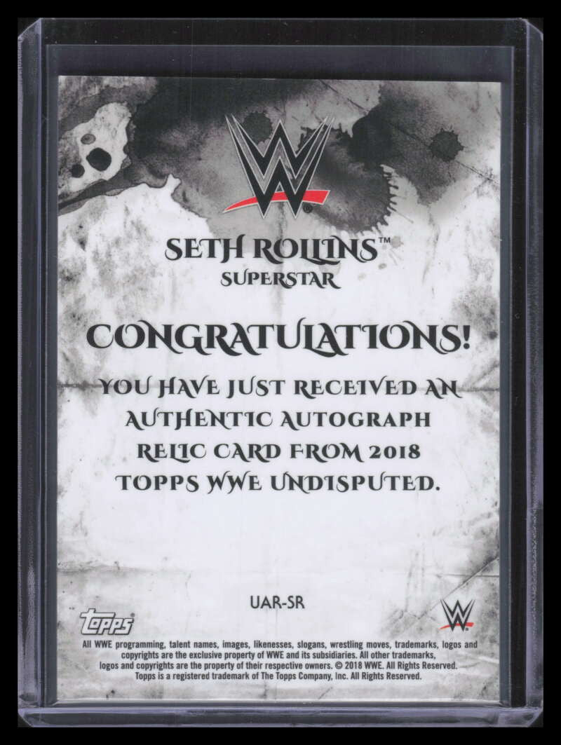 2018 Topps WWE Undisputed Autographed Relics Green Seth Rollins Shirt Auto 39/50