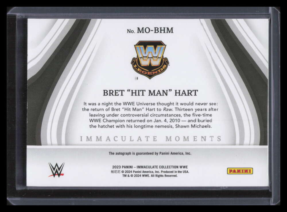 2023 Immaculate Collection WWE Moments 19 Bret Hit Man Hart Auto 42/49
