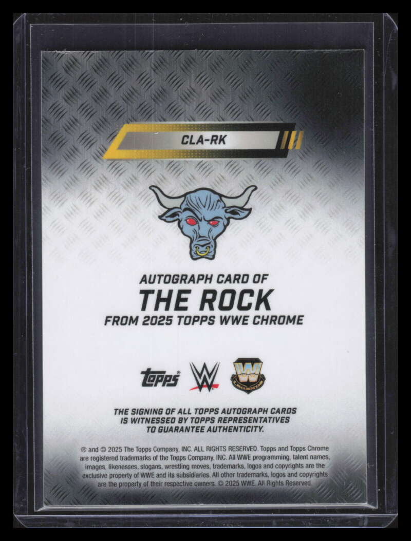 2025 Topps Chrome WWE Autographs Red Refractor CLARK The Rock Auto 4/5