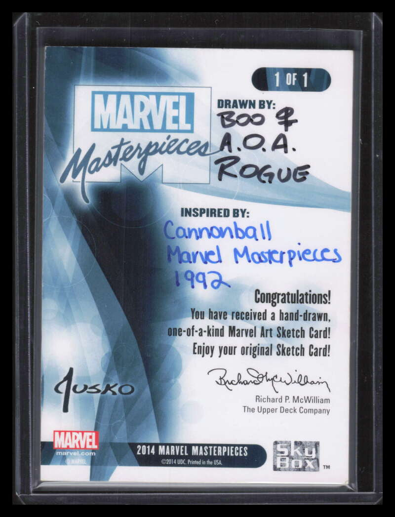 2016 SkyBox Marvel Masterpieces Sketches NNO Boo A. O. A. Rogue Sketch 1/1