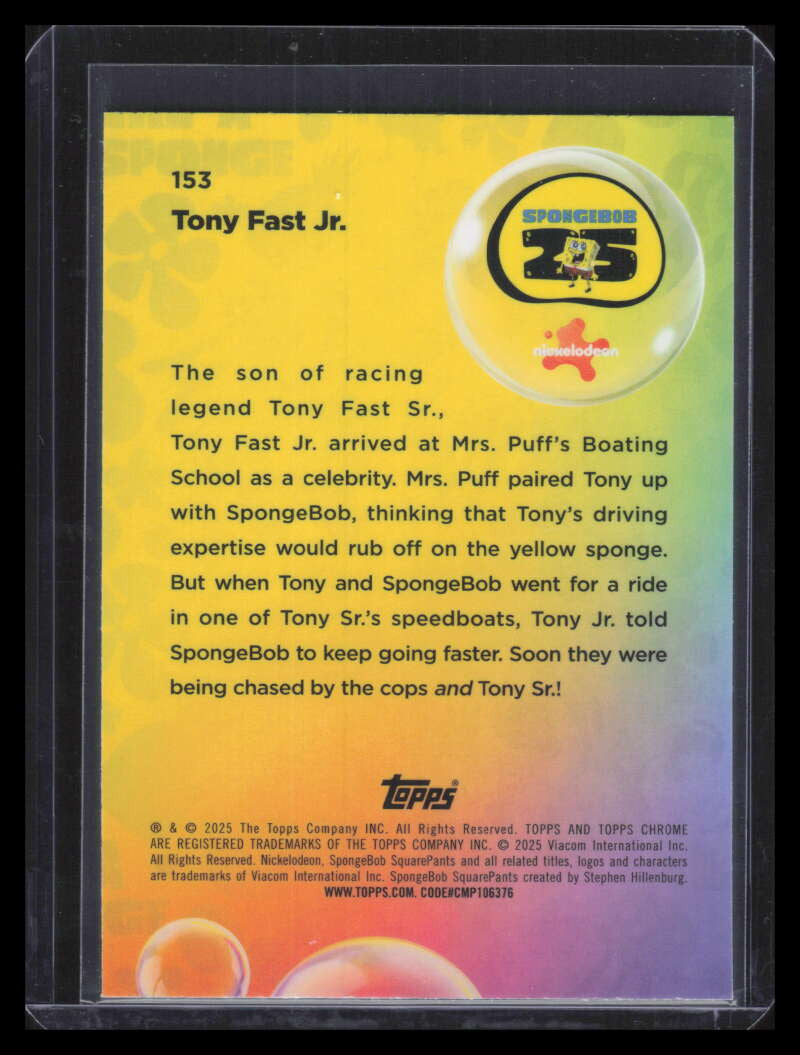2025 Topps Chrome SpongeBob Squarepants Aqua Lava Refractor 153 Tony Fast 35/199