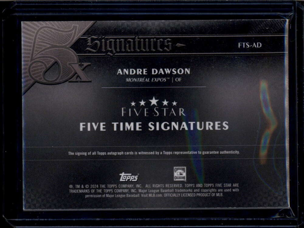 DELETE 174252 2024 Topps Five Star Five Time Signatures FTSAD Andre Dawson Auto 30/50