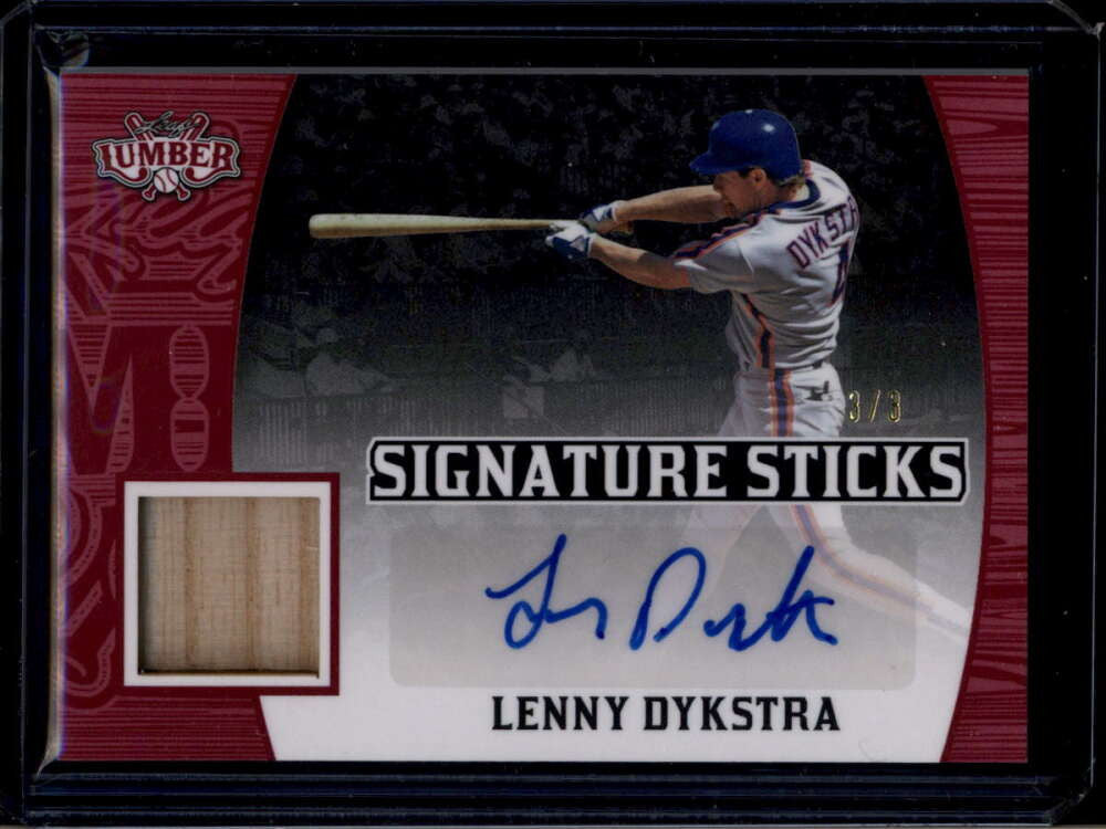 2024 Leaf Lumber Signature Sticks Red ssld1 Lenny Dykstra Bat Auto 3/3