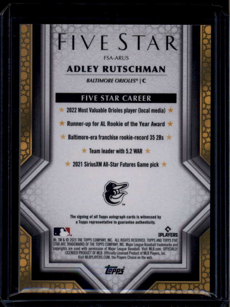 DELETE 174278 2023 Topps Five Star Autographs FSAARUS Adley Rutschman Rookie Auto